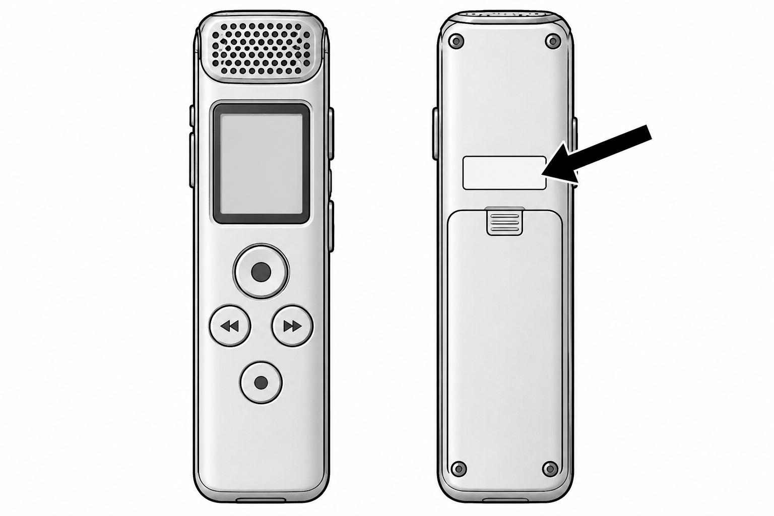 Kje je tipska nalepka na diktafon (digitalni)?