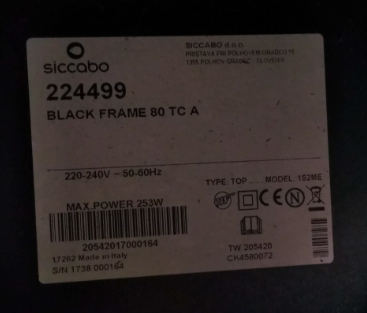 Primer nalepke Siccabo za kuhinjsko napo